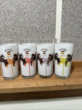 Malibu Palm Tree Cocktail Glasses in Orange, Coral, Gray, and Lime